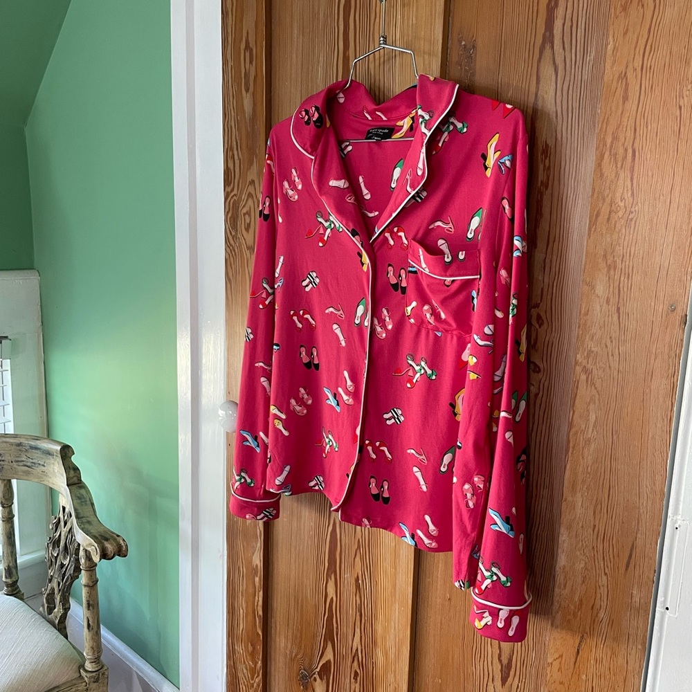 kate spade Pink Pajama Set with Multicolor Shoe Print - Picture 7 of 16
